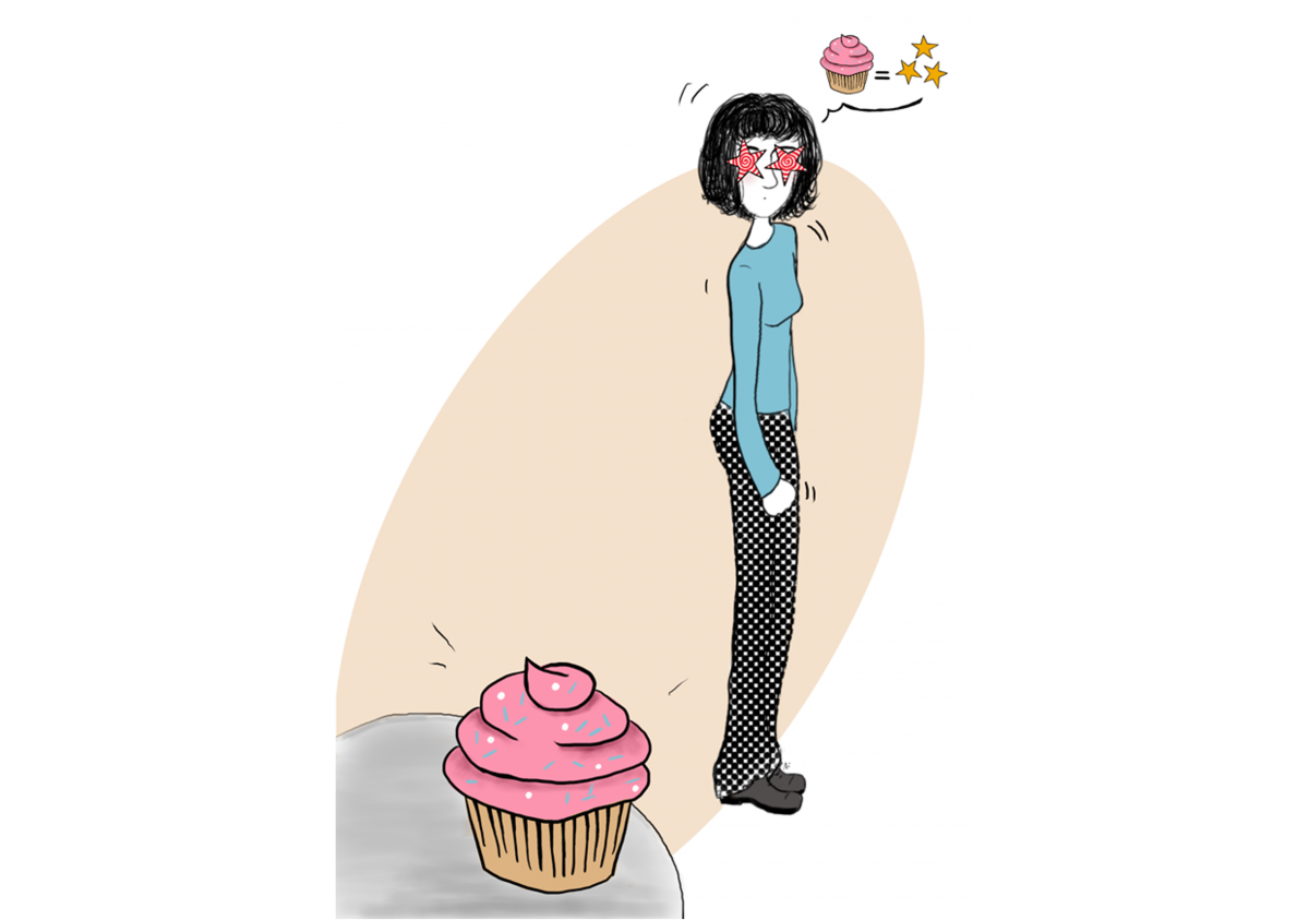 Les personnes atteintes de boulimie auraient une hypersensibilité au feedback positif et des biais attentionnels en faveur de la nourriture qui favoriseraient les crises de boulimie. Illustration par Ivane Nuel