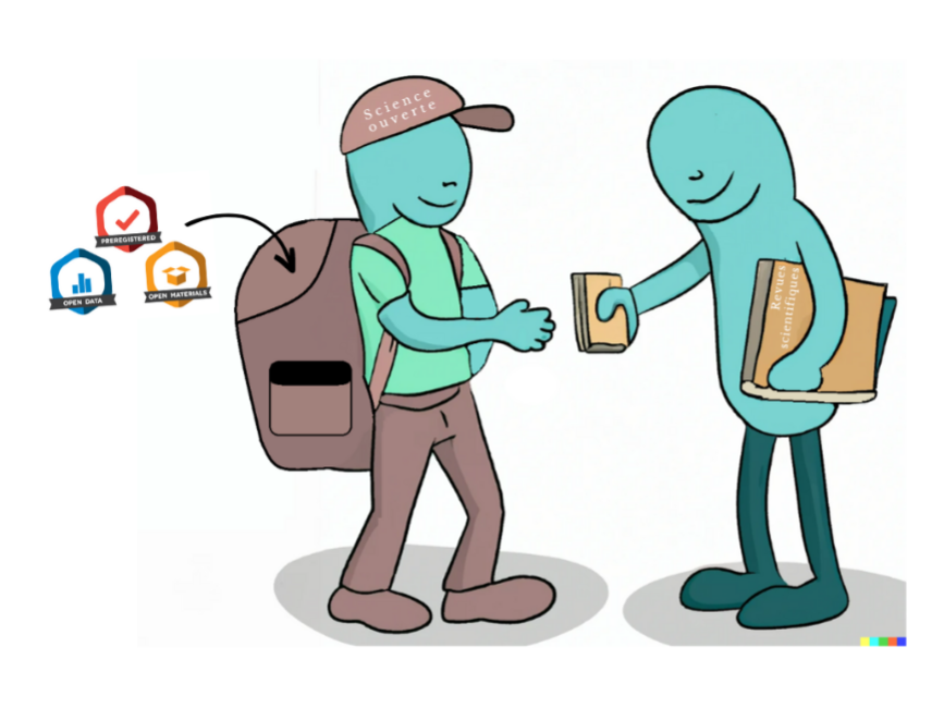 Illustration de la manière dont le mouvement pour la science ouverte reforme le système de publication des revues scientifiques. Image créée avec l'aide de DALL-E 2.